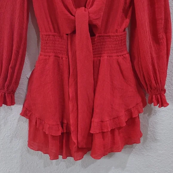 Hello Molly Vibrant Red Ruffle Dress - Picture 4 of 17